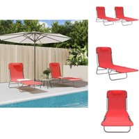 Sonnenliegen Klappbar 2 Stk. Rot Textilene und Stahl - Sonnenliegen - Gartenmöbel - Outdoor Möbel - Relaxsessel - Poolliegens von VIDAXL