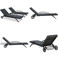 Sonnenliegen mit Tisch Poly Rattan Anthrazit - Sonnenliegen - Gartenmöbel - Rattan Möbel - Outdoor Möbel - Lounge Set - Home & Living von VIDAXL