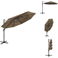Sonnenschirm mit Aluminium-Mast 4-lagig Taupe 3x3 m - Sonnenschirm - Gartenschirm - Terrassenüberdachung - Sonnenschutz - Polyester Sonnenschirm mit Aluminium-Mast 4-lagig Taupe 3x3 m - Sonnenschirm - Gartenschirm - Terrassenüberdachung - Sonnenschutz - Polyester von VIDAXL