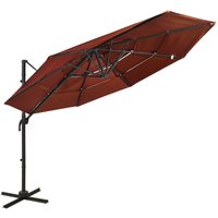Sonnenschirm mit Aluminium-Mast 4-lagig Terrakottarot 3x3 m - Vidaxl Sonnenschirm mit Aluminium-Mast 4-lagig Terrakottarot 3x3 m - Vidaxl von VIDAXL