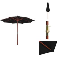 Vidaxl - Sonnenschirm mit Holz-Mast 300x258 cm Schwarz - Sonnenschirm - Gartenschirm - Outdoor Möbel - Terrassenüberdachung - Poolparty von VIDAXL