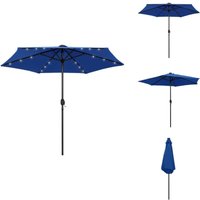 Sonnenschirm mit LED-Beleuchtung und Alu-Mast 270 cm Azurblau - Sonnenschirm - Gartenmöbel - Outdoor Möbel - Poolparty - Terrasse von VIDAXL