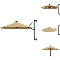 Vidaxl - Sonnenschirm zur Wandmontage mit LEDs 300 cm Taupe - Wand Sonnenschirm - Gartenschirm - Sonnenschutz - Outdoor Beleuchtung - led Leuchte Vidaxl - Sonnenschirm zur Wandmontage mit LEDs 300 cm Taupe - Wand Sonnenschirm - Gartenschirm - Sonnenschutz - Outdoor Beleuchtung - led Leuchte von VIDAXL