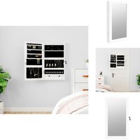 Spiegel-Schmuckschrank mit LED-Beleuchtung Wandmontage Weiß - Spiegel-Schmuckschrank - Schmuckaufbewahrung - LED Beleuchtung - Kosmetikspiegel von VIDAXL