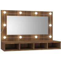 Bonnevie - Spiegelschrank mit LED,Bad Hängeschrank Braun Eiche-Optik 90x31,5x62 cm vidaXL von BONNEVIE