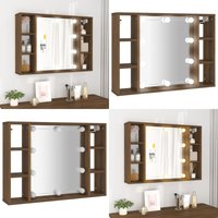 Vidaxl - Spiegelschrank mit led Braun Eichen-Optik 76x15x55 cm - Spiegelschrank - Badezimmermöbel - LED-Spiegel - Holzwerkstoff - Akrylspiegel - Home von VIDAXL