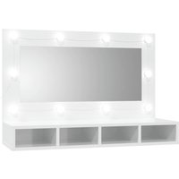 Spiegelschrank mit LED,Bad Hängeschrank Hochglanz-Weiß 90x31,5x62 cm vidaXL von BONNEVIE