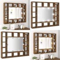 Spiegelschrank mit LED Räuchereiche 91x15x76,5 cm - Spiegelschrank - LED-Spiegelschrank - Badezimmermöbel - Holzschrank - Rauchfarbe - Home & Living von VIDAXL