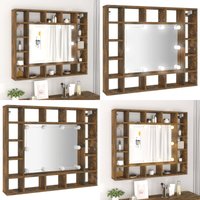 Spiegelschrank mit LED Räuchereiche 91x15x76,5 cm - Spiegelschrank - LED-Spiegelschrank - Badezimmermöbel - Holzschrank - Rauchfarbe - Home & Living von VIDAXL