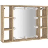 Spiegelschrank mit LED,Bad Hängeschrank Sonoma-Eiche 76x15x55 cm vidaXL von BONNEVIE