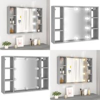 Spiegelschrank mit led Grau Sonoma 76x15x55 cm - Spiegelschrank - Badezimmermöbel - LED-Spiegel - Holzwerkstoff - Grau - Home & Living von VIDAXL