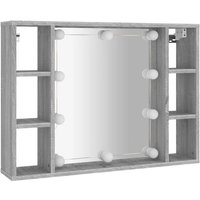 Spiegelschrank mit LED,Bad Hängeschrank Grau Sonoma 76x15x55 cm vidaXL von BONNEVIE