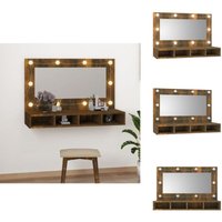 Vidaxl - Spiegelschrank mit led Räuchereiche 90x31,5x62 cm - Spiegelschrank - led Beleuchtung - Badezimmermöbel - Holzwerkstoff - Rauchfarbe von VIDAXL