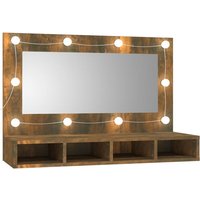 Spiegelschrank mit LED,Bad Hängeschrank Räuchereiche 90x31,5x62 cm vidaXL von BONNEVIE