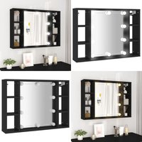 Spiegelschrank mit led Schwarz 76x15x55 cm - Spiegelschrank - Badezimmermöbel - LED-Spiegel - Holzwerkstoff - Kosmetikspiegel - Home & Living von VIDAXL