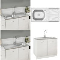 Vidaxl - Spüle mit Abtropffläche Set Silbern 1000x500x155 mm Edelstahl - Küchenspüle - Küchenspülen - Home & Living - Silber von VIDAXL