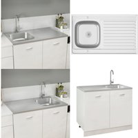Vidaxl - Spüle mit Abtropffläche Set Silbern 1000x600x155 mm Edelstahl - Küchenspüle - Küchenspülen - Home & Living - Silber von VIDAXL