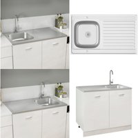 Spüle mit Abtropffläche Set Silbern 1000x600x155 mm Edelstahl - Küchenspüle - Küchenspülen - Home & Living - Silber von VIDAXL