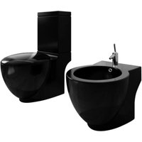 Bonnevie - Stand-WC & Bidet Set Schwarz Keramik vidaXL848013 von BONNEVIE