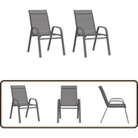 Stapelbare Gartenstühle 2 Stk. Grau Textilene - Gartenstühle - Stühle Aus Metall - Outdoor Möbel - Gartenmöbel Set - Textilene Stühle Stapelbare Gartenstühle 2 Stk. Grau Textilene - Gartenstühle - Stühle Aus Metall - Outdoor Möbel - Gartenmöbel Set - Textilene Stühle von VIDAXL