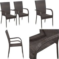 Stapelbare Gartenstühle 2 Stk. Poly Rattan Braun - Gartensessel - Stapelbarer Stuhl - Gartenmöbel - Outdoor Möbel - Rattan Sessel - Home & Living von VIDAXL