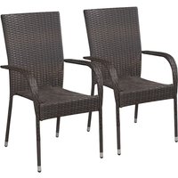 Stapelbare Gartenstühle 2 Stk. Poly Rattan Braun Vidaxl von VIDAXL