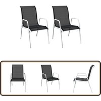 Stapelbare Gartenstühle 2 Stk. Stahl und Textilene Schwarz - Gartensessel - Gartenstühle - Stapelbares Möbel - Outdoor Sessel - Balkonmöbel von VIDAXL