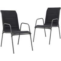 Stapelbare Gartenstühle 2 Stk. Stahl und Textilene Schwarz vidaXL Stapelbare Gartenstühle 2 Stk. Stahl und Textilene Schwarz vidaXL von VIDAXL