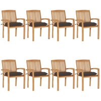 Stapelbare Gartenstühle mit Kissen 8 Stk. Massivholz Teak Vidaxl von VIDAXL