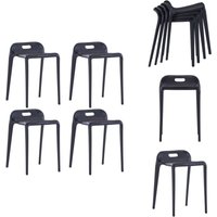 Stapelbare Hocker 4 Stk. Schwarz Kunststoff - Barhocker - Esszimmerstühle - Küchenhocker - Stapelbarer Stuhl - Kunststoffeinrichtung von VIDAXL