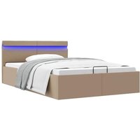 Stauraumbett mit led Cappuccino-Braun Kunstleder 140×200cm Vidaxl 421740 von VIDAXL