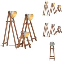 Vidaxl - Stehlampen 3 Stk. Silbern E27 Mango Massivholz - Vintage Lampe - Stehlampe Set - Industrielle Deko - Holzstelenleuchte - Mangoholz Möbel Vidaxl - Stehlampen 3 Stk. Silbern E27 Mango Massivholz - Vintage Lampe - Stehlampe Set - Industrielle Deko - Holzstelenleuchte - Mangoholz Möbel von VIDAXL