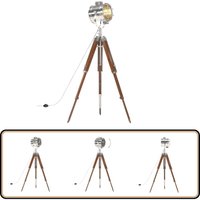 Stehleuchte Dreibein Massivholz Mango 165 cm - Stehlampe - Vintage-Design - Holzsäule - Dreibeinständer - Wohnzimmerlampe von VIDAXL