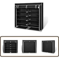 Vidaxl - Stoff Schuhschrank mit Abdeckung 115 x 28 x 110 cm Schwarz - Schuhschrank - Schuhregal - Garderobe - Stauraum - Organisation von VIDAXL