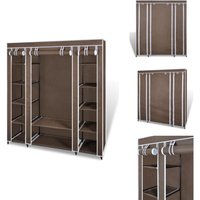 Stoffschrank mit Fächern und Stangen 45×150×176 cm Braun - Kleiderschrank - Stoffschrank - Garderobenständer - Aufbewahrungsschrank - Stauraum Stoffschrank mit Fächern und Stangen 45×150×176 cm Braun - Kleiderschrank - Stoffschrank - Garderobenständer - Aufbewahrungsschrank - Stauraum von VIDAXL