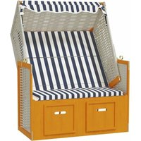 Strandkorb mit Dach Poly Rattan & Massivholz Weiß & Blau vidaXL781841 von BONNEVIE