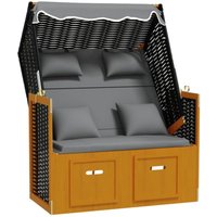 Bonnevie - Strandkorb mit Kissen Poly Rattan Massivholz Schwarz Anthrazit vidaXL712105 von BONNEVIE