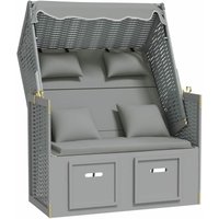 Strandkorb mit Kissen Poly Rattan und Massivholz Grau vidaXL356800 von BONNEVIE