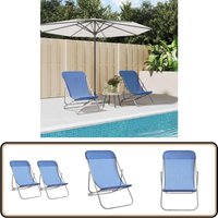 Vidaxl - Strandstühle 2 Stk. Blau Textilene & Pulverbeschichteter Stahl - Sonnenschirm - Gartenliege - Poolliege - Strandkorb - Balkonmöbeln von VIDAXL