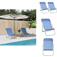 Strandstühle 2 Stk. Blau Textilene & Pulverbeschichteter Stahl - Sonnenschirm - Gartenliege - Poolliege - Strandkorb - Balkonmöbeln von VIDAXL