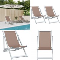 Strandstühle 2 Stk. Klappbar Braun Aluminium und Textilene - Strandstuhl - Gartenstuhl - Loungesessel - Balkonmöbel - Poolliegen - Home & Living Strandstühle 2 Stk. Klappbar Braun Aluminium und Textilene - Strandstuhl - Gartenstuhl - Loungesessel - Balkonmöbel - Poolliegen - Home & Living von VIDAXL