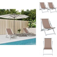 Strandstühle 2 Stk. Klappbar Braun Aluminium und Textilene - Strandstuhl - Gartenstuhl - Loungesessel - Balkonmöbel - Poolliegen von VIDAXL