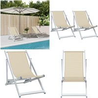 Strandstühle 2 Stk. Klappbar Creme Aluminium und Textilene - Strandstuhl - Gartenstuhl - Loungesessel - Campingstuhl - Balkonstuhl - Home & Living Strandstühle 2 Stk. Klappbar Creme Aluminium und Textilene - Strandstuhl - Gartenstuhl - Loungesessel - Campingstuhl - Balkonstuhl - Home & Living von VIDAXL