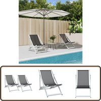 Strandstühle 2 Stk. Klappbar Grau Aluminium und Textilene - Strandstuhl - Gartenstuhl - Loungesessel - Outdoor Möbel - Balkonmöbel Strandstühle 2 Stk. Klappbar Grau Aluminium und Textilene - Strandstuhl - Gartenstuhl - Loungesessel - Outdoor Möbel - Balkonmöbel von VIDAXL