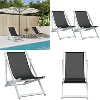 Strandstühle 2 Stk. Klappbar Schwarz Aluminium und Textilene - Strandstuhl - Gartenstuhl - Loungesessel - Outdoor Möbel - Balkonmöbel - Home & Living Strandstühle 2 Stk. Klappbar Schwarz Aluminium und Textilene - Strandstuhl - Gartenstuhl - Loungesessel - Outdoor Möbel - Balkonmöbel - Home & Living von VIDAXL