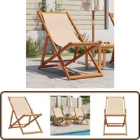 Strandstuhl Klappbar Beige Massivholz Eukalyptus und Stoff - Holzsessel - Gartenstuhl - Lounge Chair - Liegesessel - Outdoor Möbel von VIDAXL