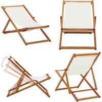 Strandstuhl Klappbar Eukalyptusholz und Stoff Cremeweiß - Campingstuhl - Strandstuhl - Gartenstuhl - Holzstuhl - Klappstuhl - Home & Living von VIDAXL