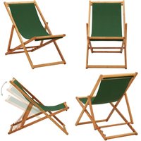 Strandstuhl Klappbar Eukalyptusholz und Stoff Grün - Gartensessel - Campingstuhl - Strandstuhl - Klappbarer Stuhl - Outdoor Möbel - Home & Living von VIDAXL