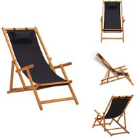 Strandstuhl Klappbar Massivholz Eukalyptus und Stoff Schwarz - Klappbarer Strandstuhl - Gartenstuhl - Campingstuhl - Outdoor Möbel - Holzstuhl Strandstuhl Klappbar Massivholz Eukalyptus und Stoff Schwarz - Klappbarer Strandstuhl - Gartenstuhl - Campingstuhl - Outdoor Möbel - Holzstuhl von VIDAXL