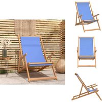 Strandstuhl Klappbar Massivholz Teak Blau - Klappbarer Strandstuhl - Gartenstuhl - Teakholzmöbel - Outdoor Möbel - Liegestuhl von VIDAXL